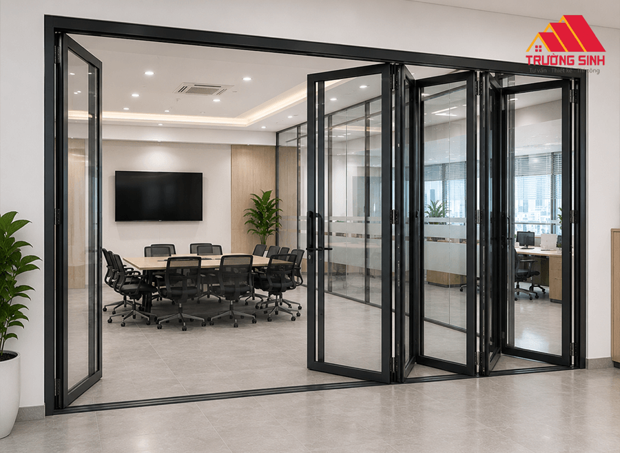 Cửa xếp trượt nhôm kính